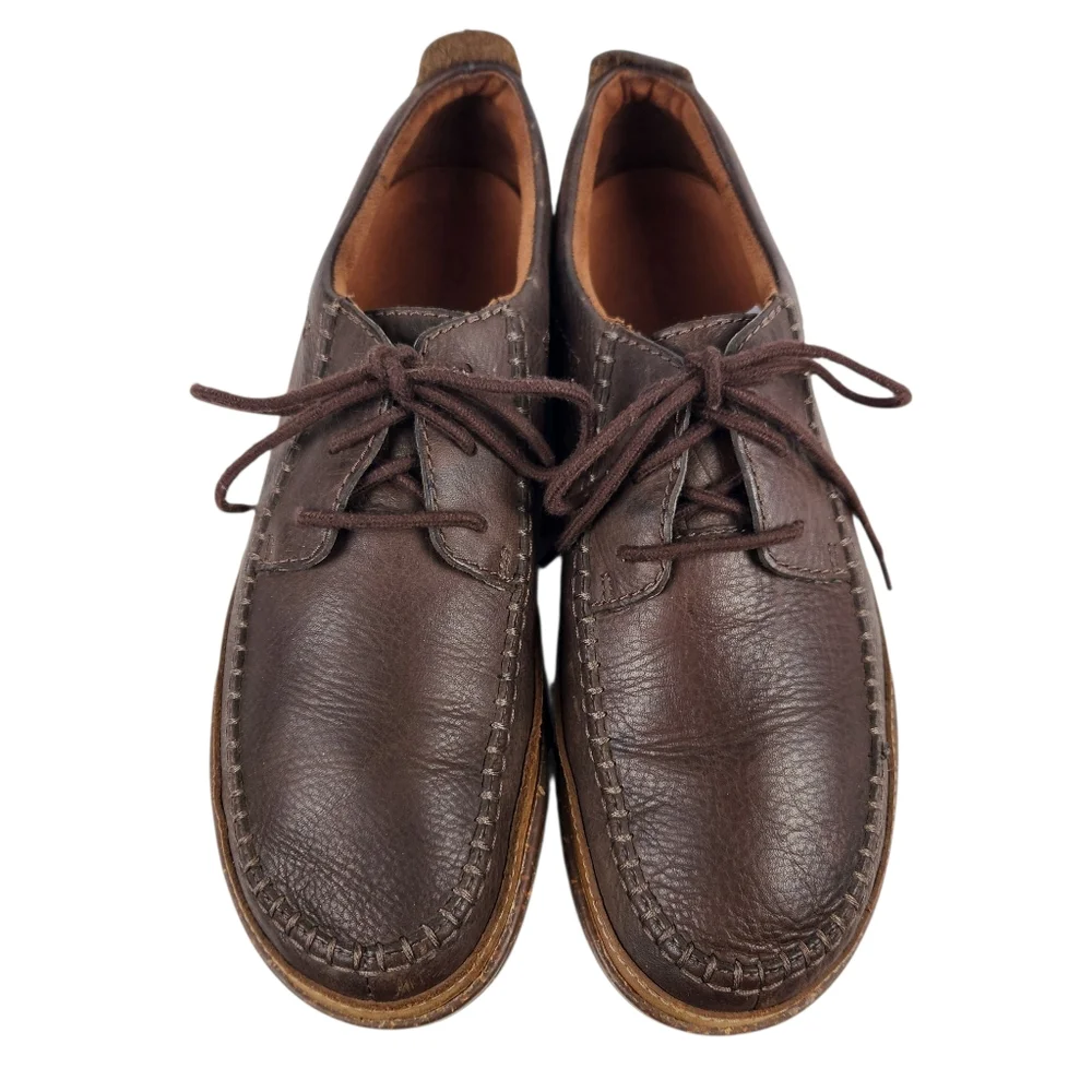 Clarks Trapell Pace Brown Leather Oxfords Moc Derby Wallabee Shoes Mens Size 8.5